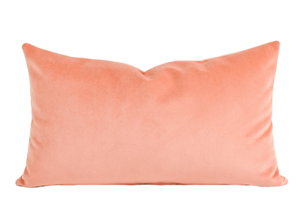 Salmon Velvet Lumbar Pillow