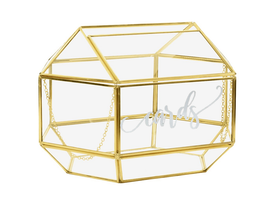 Gold Geometric Glass Card Box