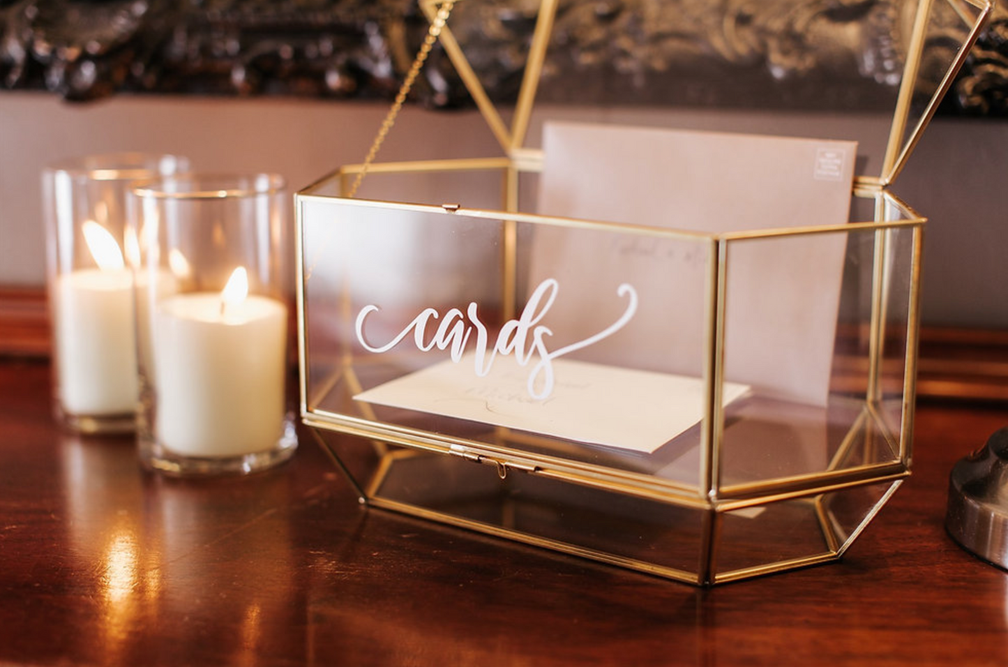 Gold Geometric Glass Card Box