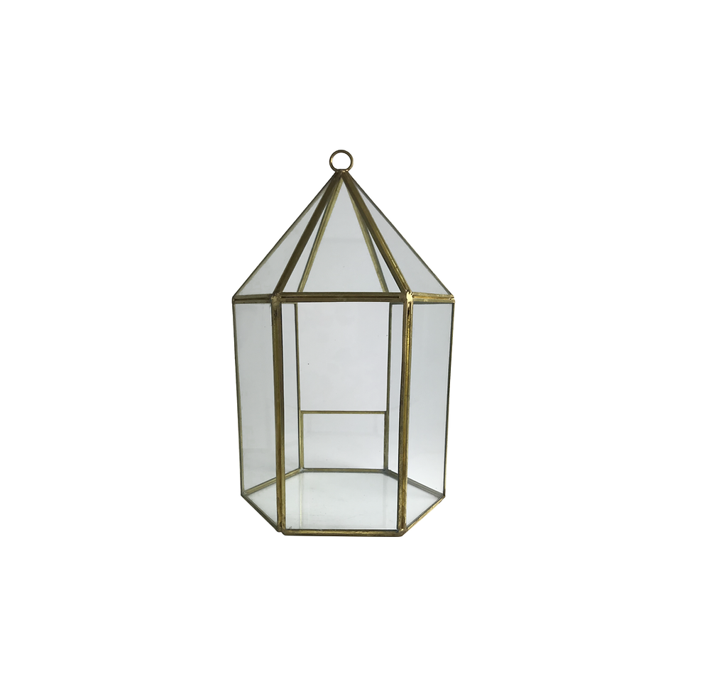 Gold Geometric Terrarium, (Hexagon)