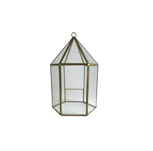 Gold Geometric Terrarium, (Hexagon)