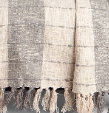 Blanket, Grey + White Stripe