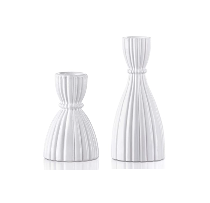 White Modern Taper Candle Holders