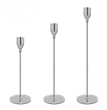 Silver Metal Taper Candle Holder, Set of 3