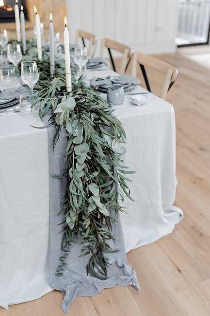 Cheesecloth Gauze Table Runner, Dusty Blue