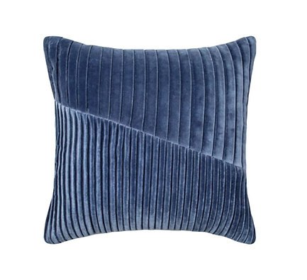 Pleated Blue Velvet Pillow