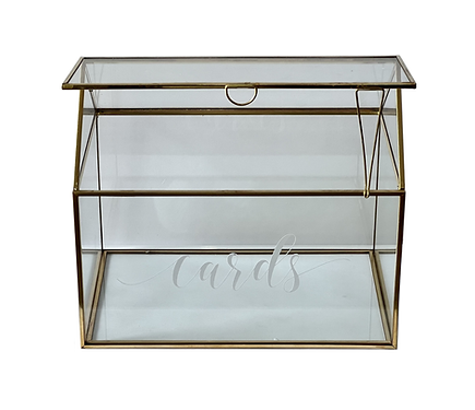 Square Glass Card Box, Gold