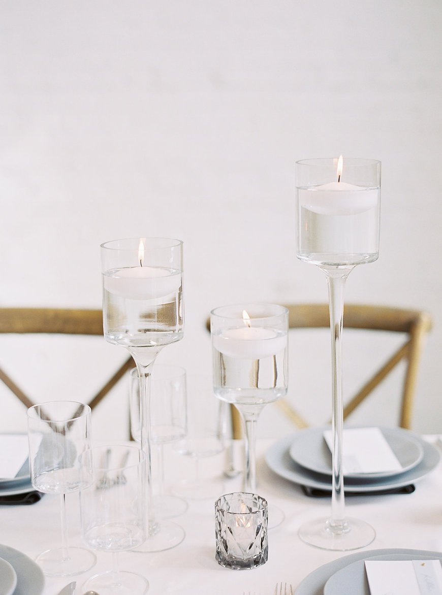 Long Stem Glass Candle Holders, Set of 3