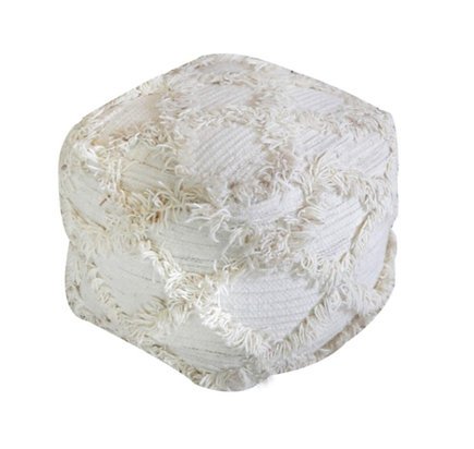 Ivory Shag Pouf