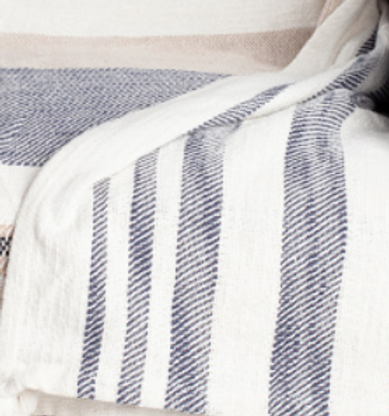 Blanket, Neutral + Navy Stripe