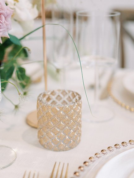 Gold Textured Glass Candle Holder