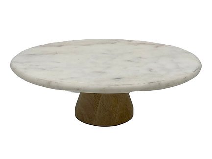 Cake Stand, Marble Top w/ Wood Base