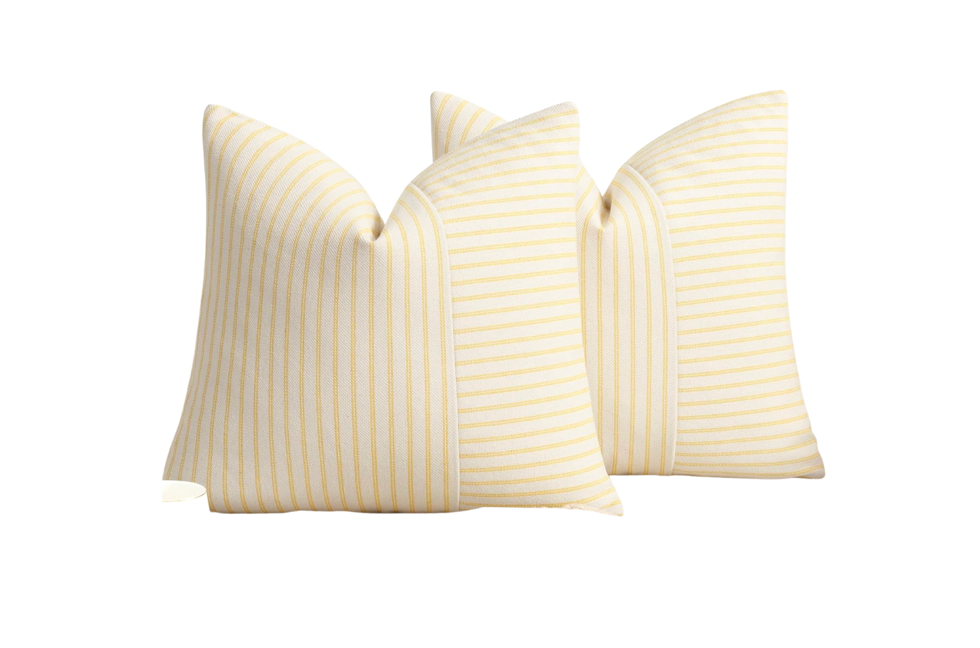 Lemon & Ivory Striped Pillow