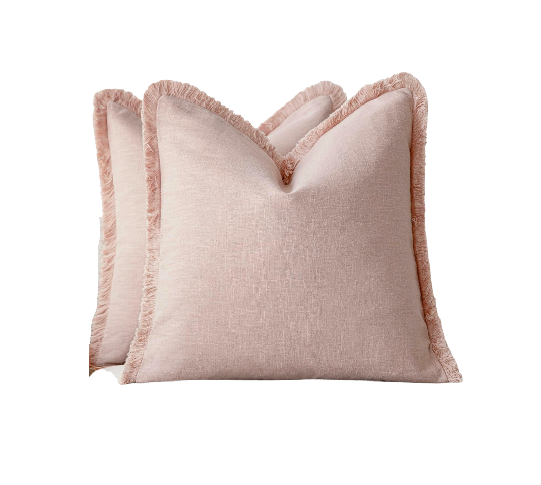 Soft Pink Fringe Pillow