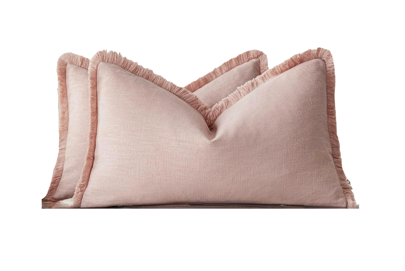 Soft Pink Fringe Lumbar Pillow