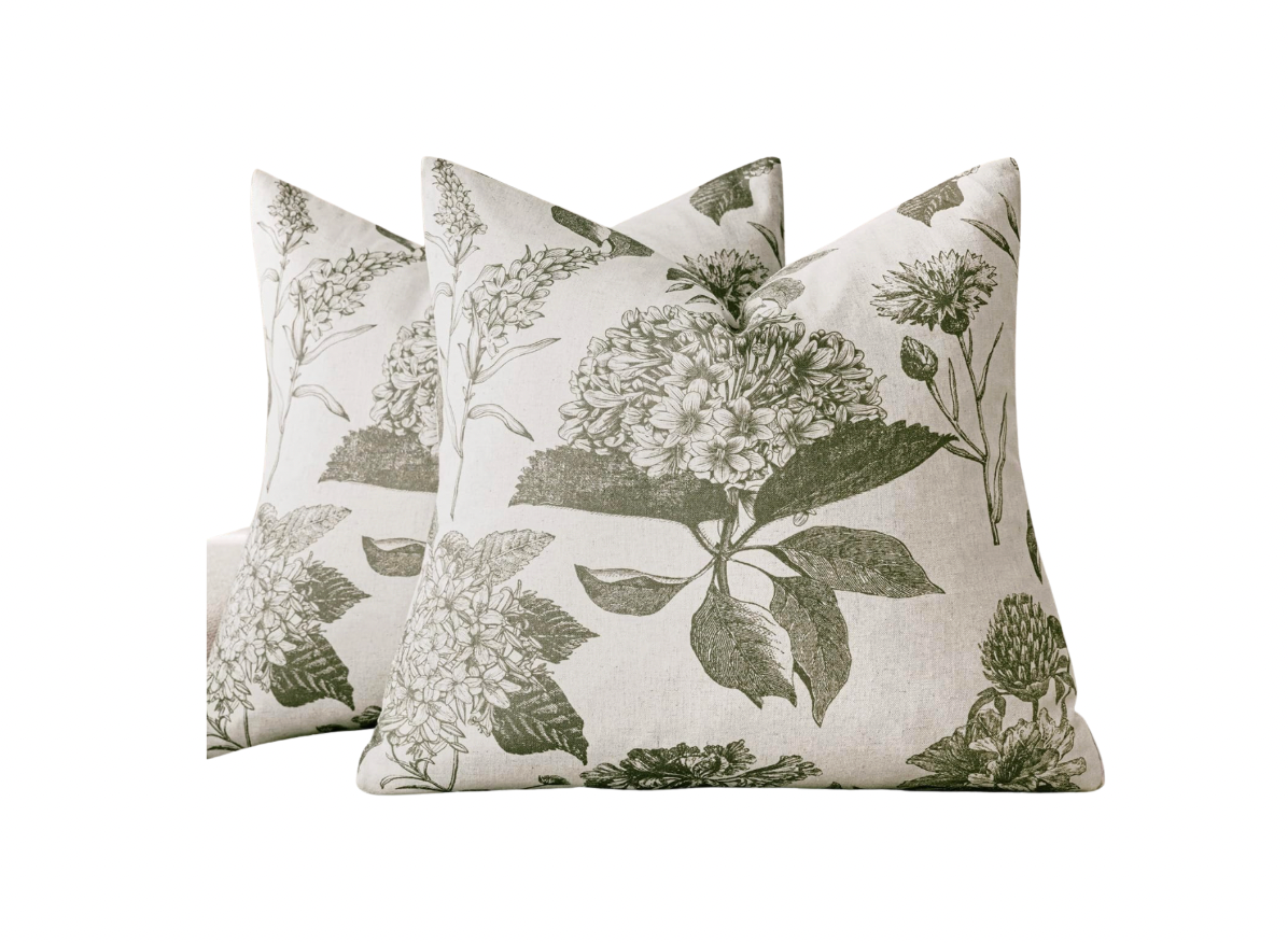 Green Floral Pillow
