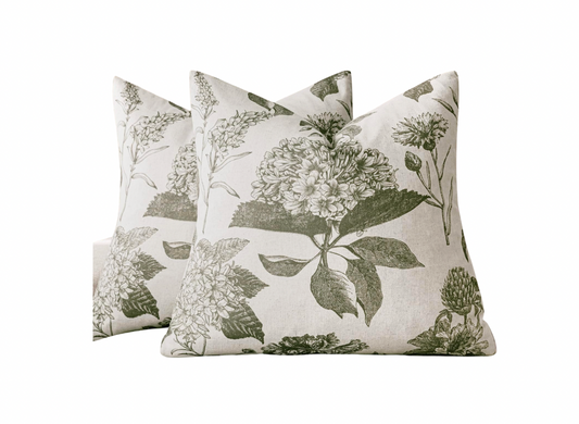 Green Floral Pillow