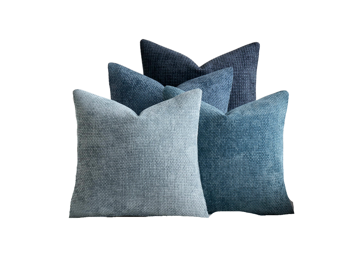 Blue Ombre Velvet Pillow Set