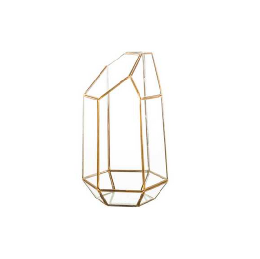 Gold Geometric Terrarium, 9.25"H