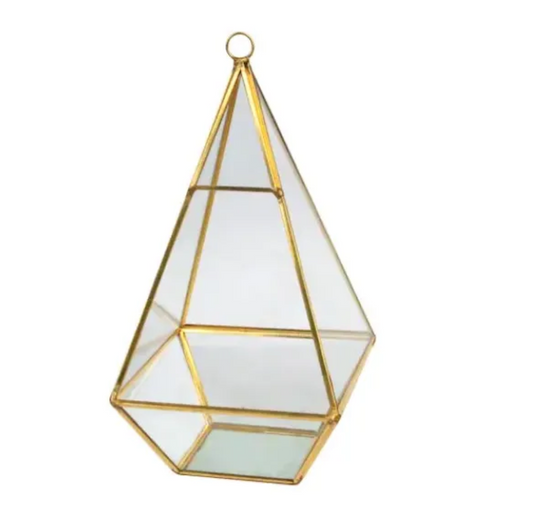 Gold Geometric Terrarium, 9.45"H (Triangle)