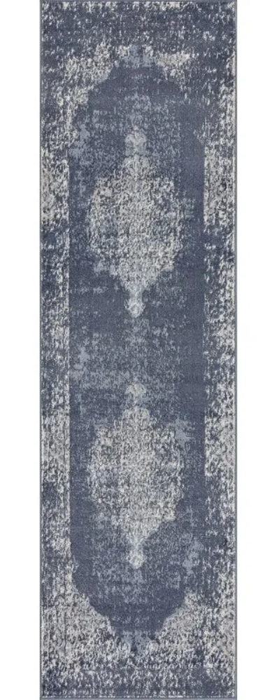 Distressed Medallion Blue Runner