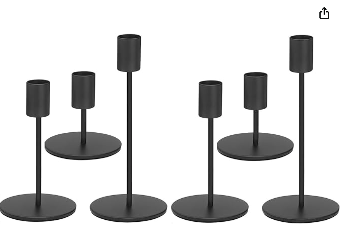 Black Metal Taper Candle Holders, Set of 3