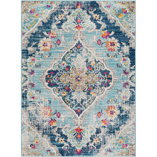 Boho Blue Floral Rug